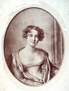 Portrait of Jane Griffin, aged 24. Later Lady Jane Franklin. Lithograph by Joseph Mathias Negelen (18 Jun 1792 - 11 Jun 1870), after 1816 chalk drawing by Amelie Romilly (21 Mar 1788 - 2 Dec 1875). Courtesy W L Crowther Library, Tasmanian Archive and Heritage Office.