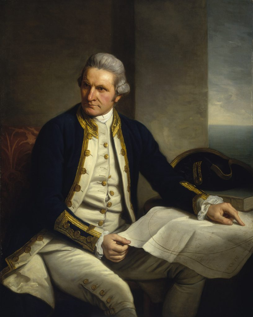 Captain James Cook (1728-1779) by Nathaniel Dance. Courtesy of National Maritime Museum, United Kingdom, Public Domain.