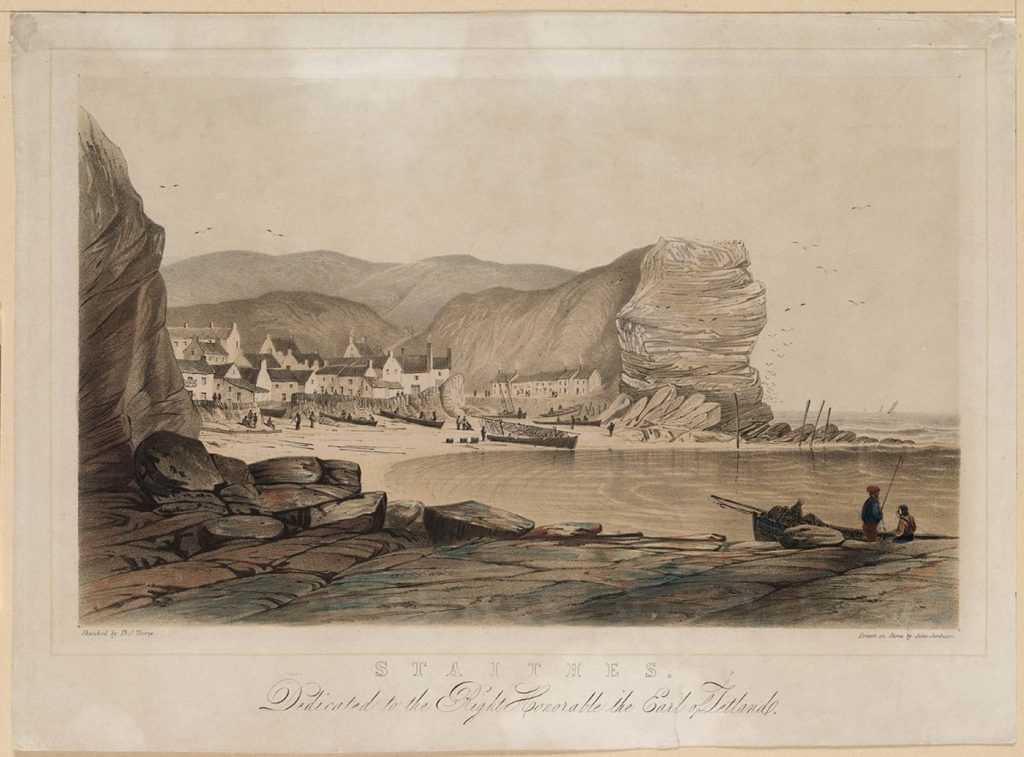Staithes, by Thorpe, Thomas, and Jordison, John. Dedicated to the Right Honorable the Earl of Zetland / Sketched by Tho[ma]s Thorpe, Drawn on Stone by John Jordison (1840). 